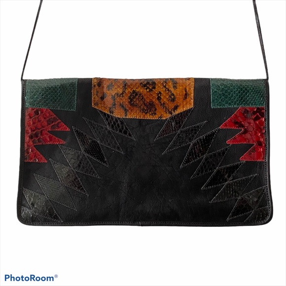 RARE Vintage Carlos Falchi Calf Hair Python Snakeskin Large Purse Handbag - Picture 4 of 8